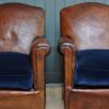 Pair of French leather armchairs