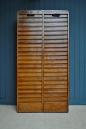 oak tambour cabinet