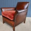 Compact French leather armchair