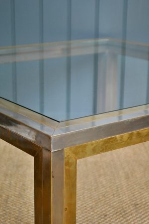 chrome and brass coffee table