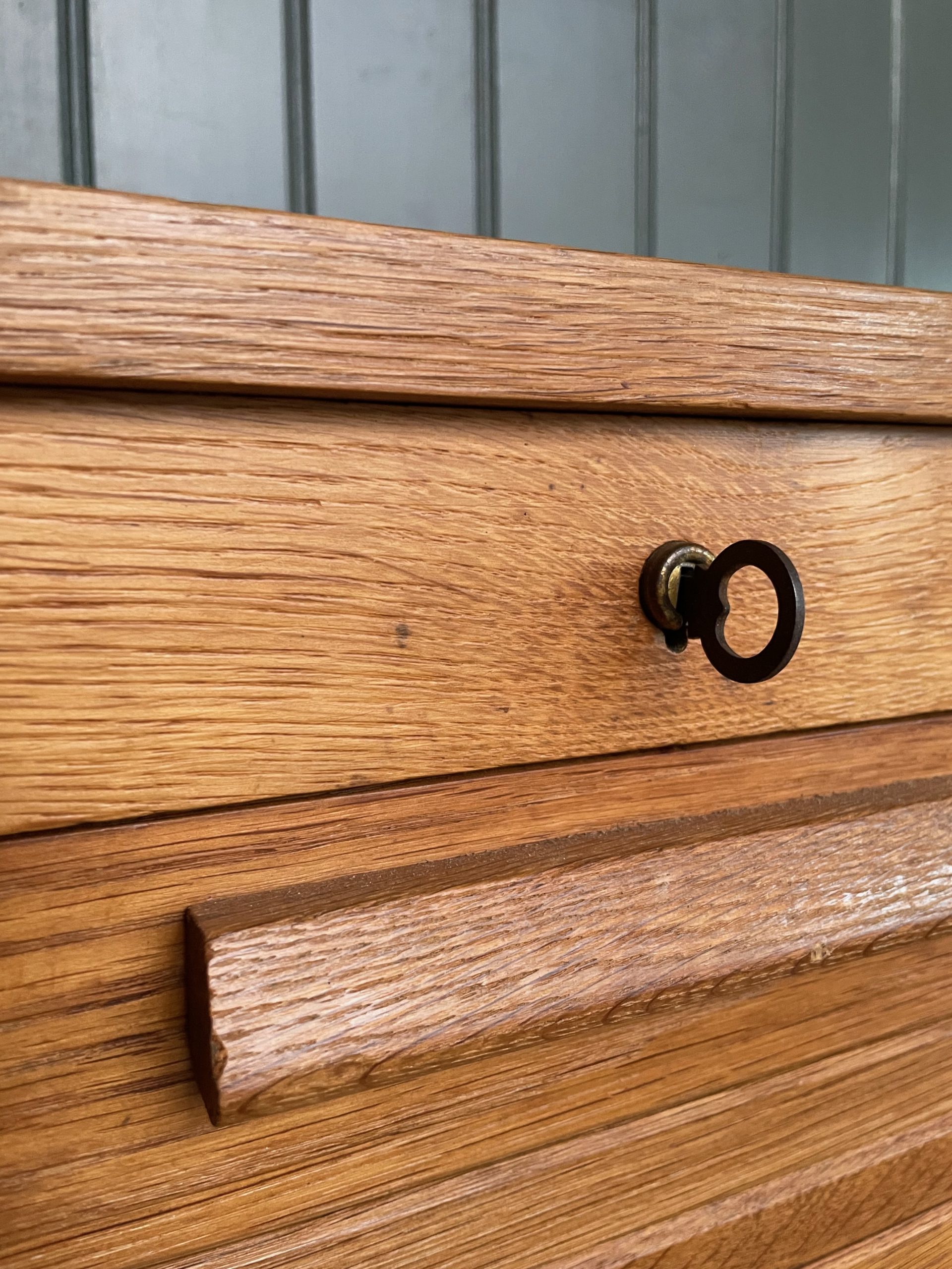 oak tambour cabinet