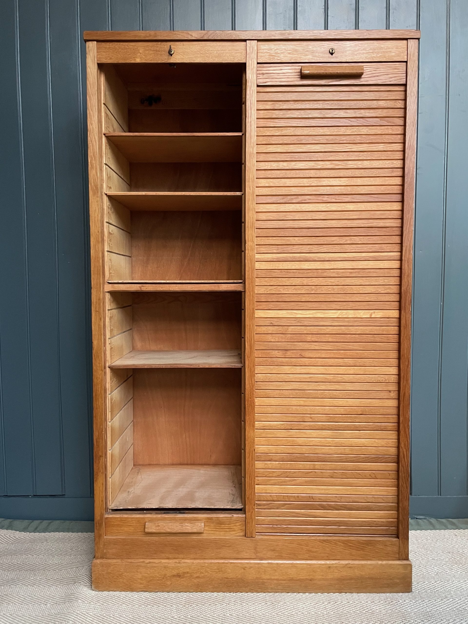 oak tambour cabinet