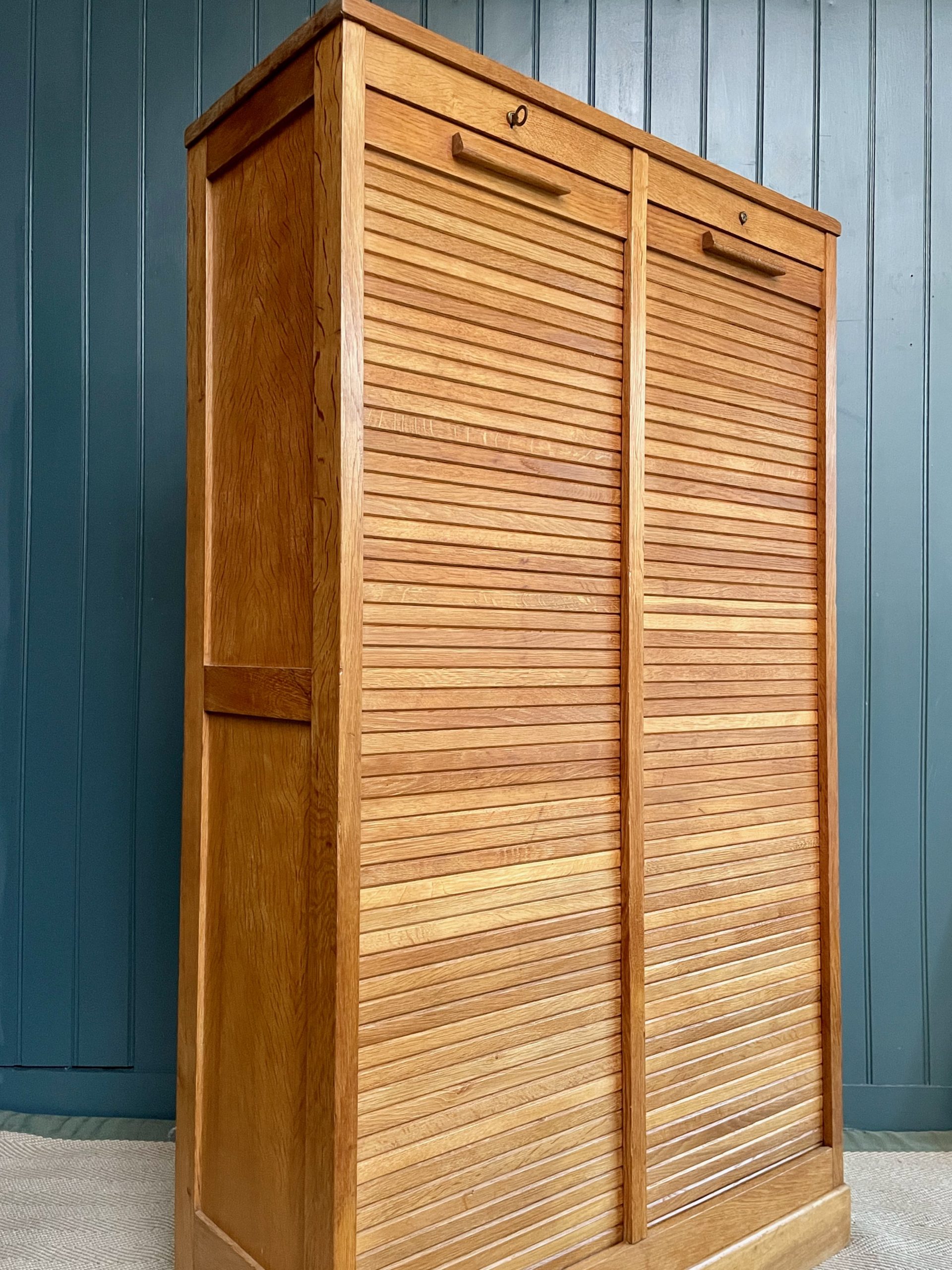 oak tambour cabinet