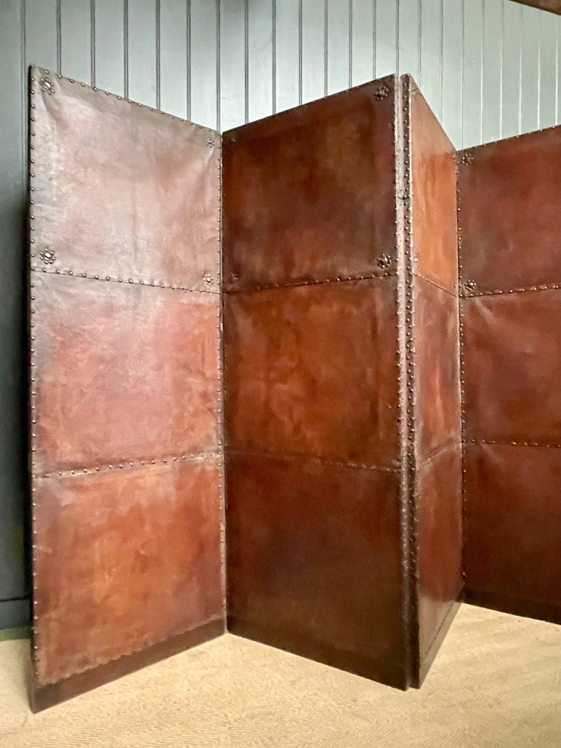 Antique leather screen Antique leather screen