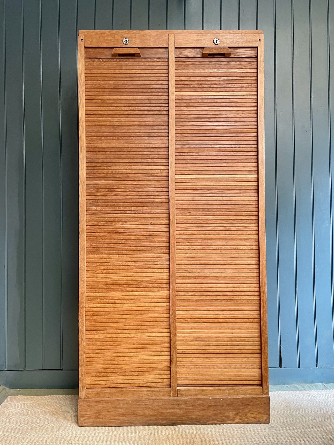 oak tambour cabinet