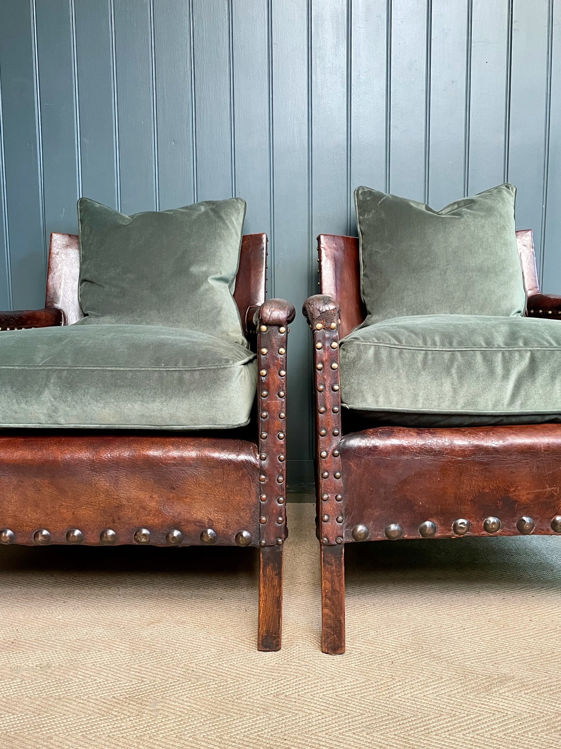 French leather armchairs