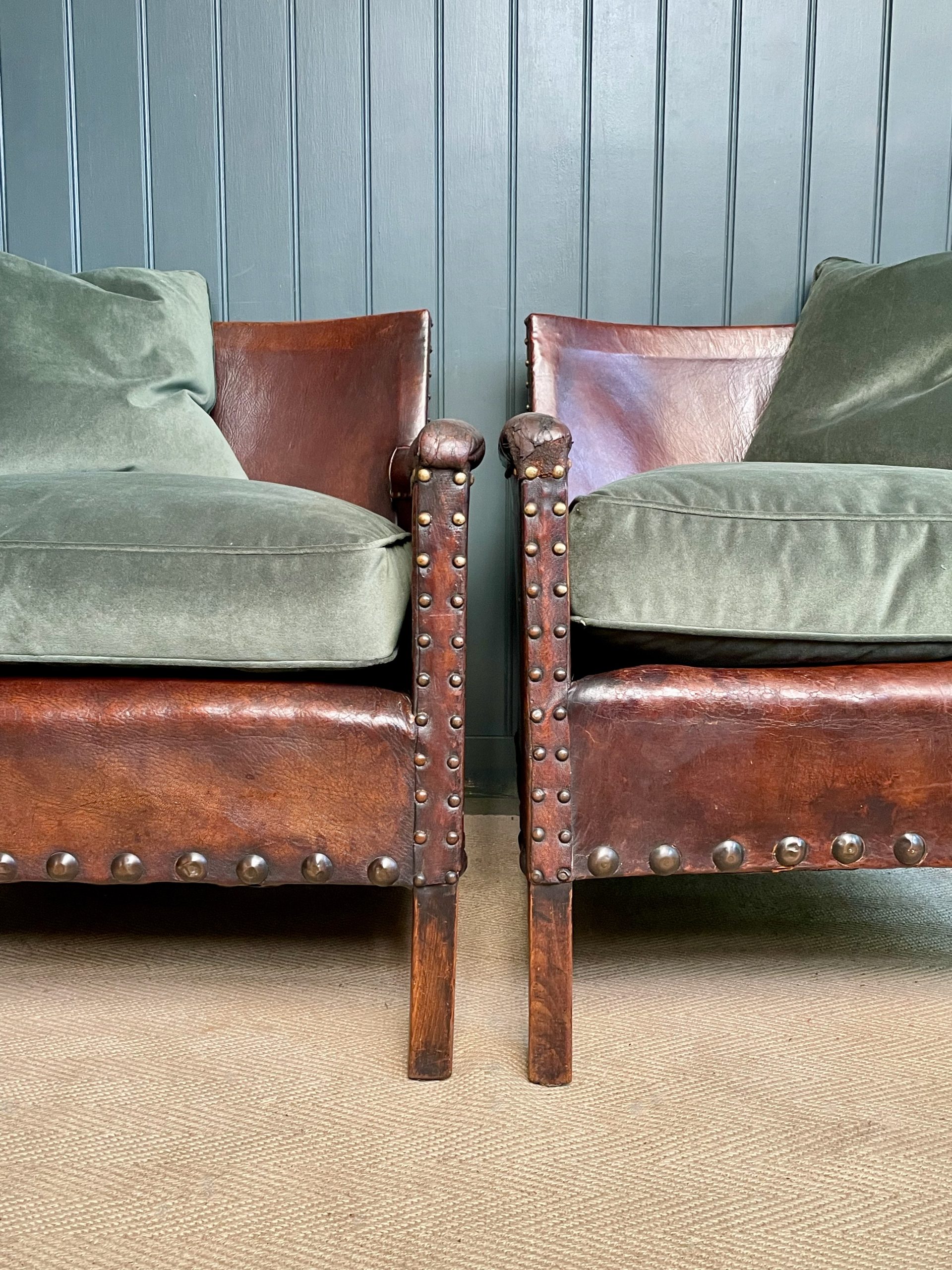 French leather armchairs